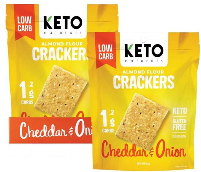 Keto Naturals Almond Flour Keto Crackers Cheddar & Onion (64g)